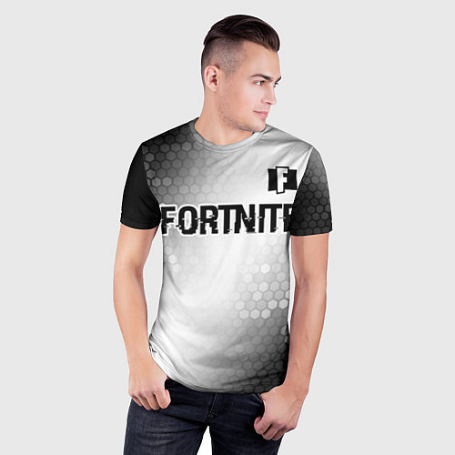 Мужская спорт-футболка Fortnite glitch на светлом фоне: символ сверху / 3D-принт – фото 3