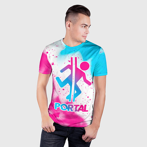 Мужская спорт-футболка Portal neon gradient style / 3D-принт – фото 3