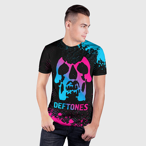 Мужская спорт-футболка Deftones - neon gradient / 3D-принт – фото 3