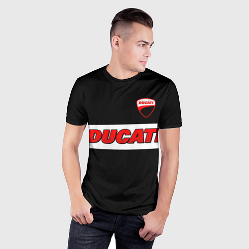 Мужская спорт-футболка Ducati motors - черный / 3D-принт – фото 3