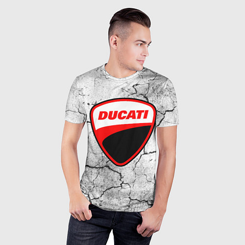 Мужская спорт-футболка Ducati - потресканная земля / 3D-принт – фото 3
