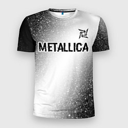 Футболка спортивная мужская Metallica glitch на светлом фоне: символ сверху, цвет: 3D-принт