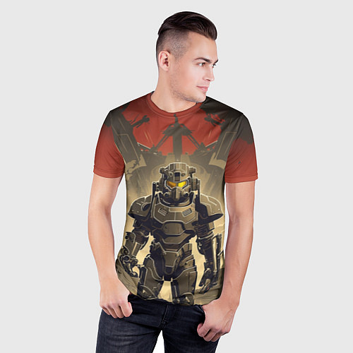 Мужская спорт-футболка Воин в силовой броне / 3D-принт – фото 3