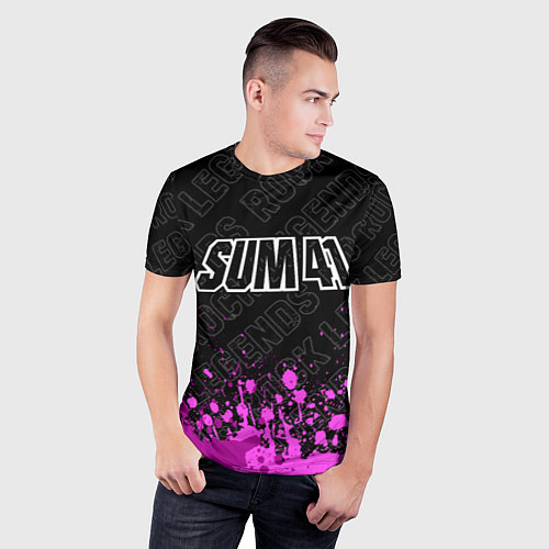 Мужская спорт-футболка Sum41 rock legends: символ сверху / 3D-принт – фото 3