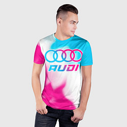 Футболка спортивная мужская Audi neon gradient style, цвет: 3D-принт — фото 2