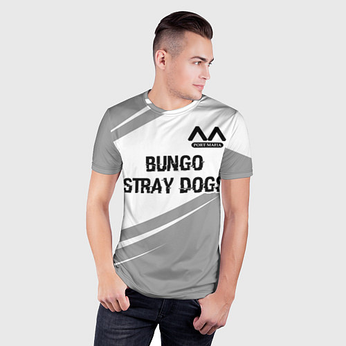 Мужская спорт-футболка Bungo Stray Dogs glitch на светлом фоне: символ св / 3D-принт – фото 3