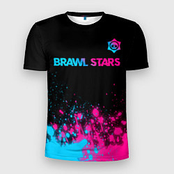 Футболка спортивная мужская Brawl Stars - neon gradient: символ сверху, цвет: 3D-принт