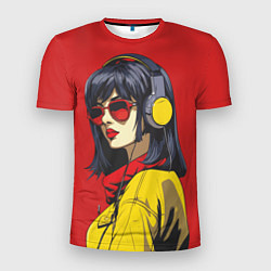 Мужская спорт-футболка Девушка в красных очках