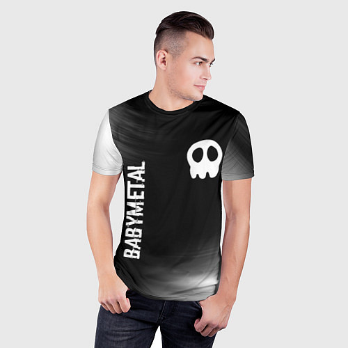 Мужская спорт-футболка Babymetal glitch на темном фоне: надпись, символ / 3D-принт – фото 3
