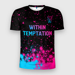 Футболка спортивная мужская Within Temptation - neon gradient: символ сверху, цвет: 3D-принт
