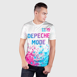 Футболка спортивная мужская Depeche Mode neon gradient style: символ сверху, цвет: 3D-принт — фото 2