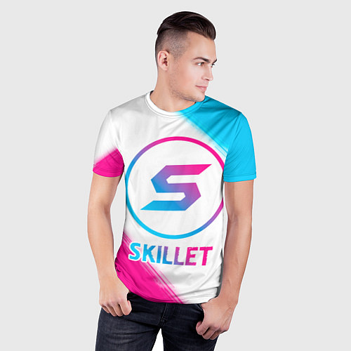 Мужская спорт-футболка Skillet neon gradient style / 3D-принт – фото 3