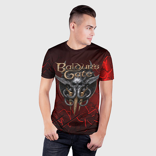 Мужская спорт-футболка Baldurs Gate 3 logo red / 3D-принт – фото 3