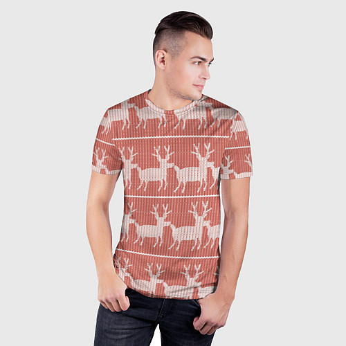 Мужская спорт-футболка Классический рождественнский принт с оленем / 3D-принт – фото 3