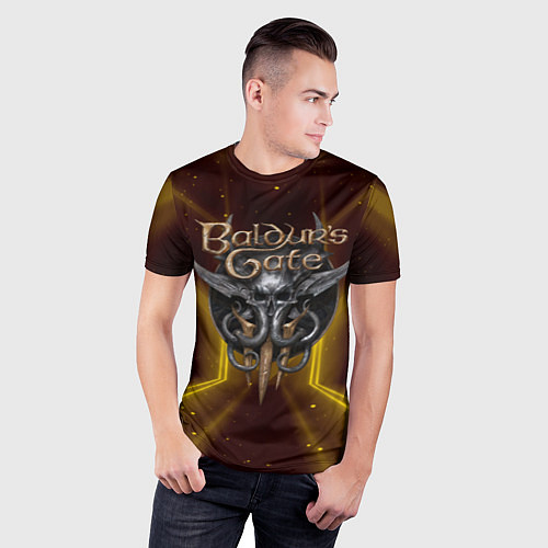 Мужская спорт-футболка Baldurs Gate 3 logo black gold / 3D-принт – фото 3