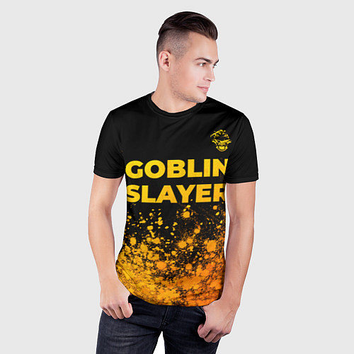 Мужская спорт-футболка Goblin Slayer - gold gradient: символ сверху / 3D-принт – фото 3