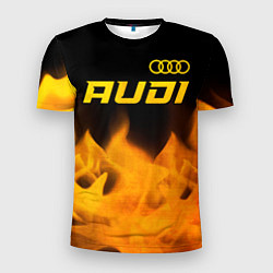 Футболка спортивная мужская Audi - gold gradient: символ сверху, цвет: 3D-принт