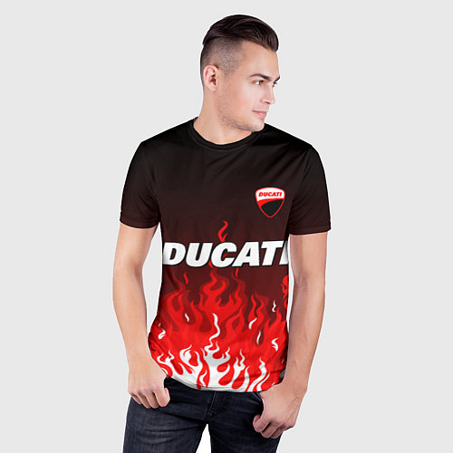 Мужская спорт-футболка Ducati- красное пламя / 3D-принт – фото 3