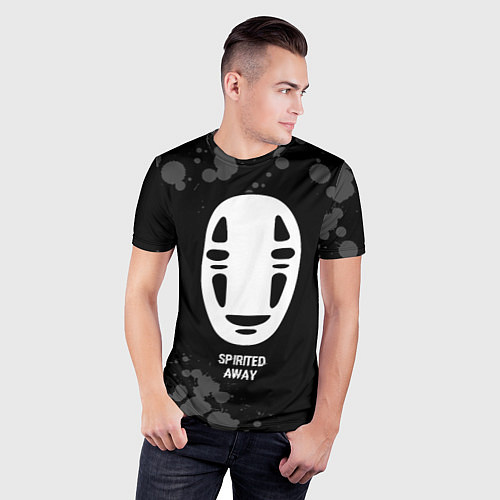 Мужская спорт-футболка Spirited Away glitch на темном фоне / 3D-принт – фото 3