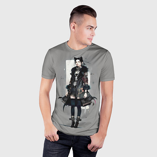 Мужская спорт-футболка Девушка-кошка модница - аниме / 3D-принт – фото 3