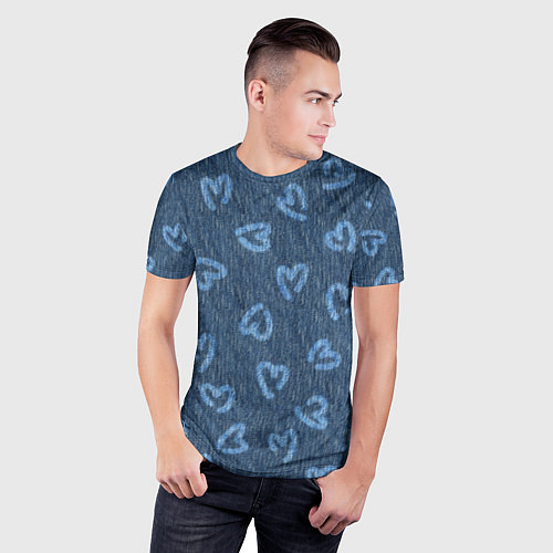 Мужская спорт-футболка Hearts on denim / 3D-принт – фото 3