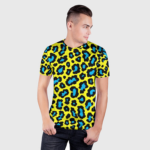 Мужская спорт-футболка Кислотный леопард паттерн / 3D-принт – фото 3