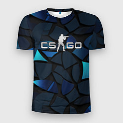 Футболка спортивная мужская CS GO blue black elements, цвет: 3D-принт