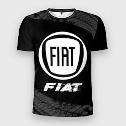 Футболка спортивная мужская Fiat speed на темном фоне со следами шин, цвет: 3D-принт