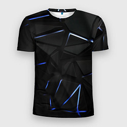 Мужская спорт-футболка Black texture neon line