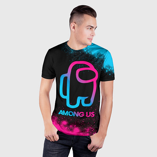Мужская спорт-футболка Among Us - neon gradient / 3D-принт – фото 3