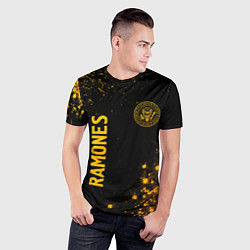 Футболка спортивная мужская Ramones - gold gradient: надпись, символ, цвет: 3D-принт — фото 2