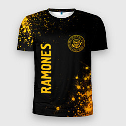 Футболка спортивная мужская Ramones - gold gradient: надпись, символ, цвет: 3D-принт