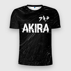 Футболка спортивная мужская Akira glitch на темном фоне: символ сверху, цвет: 3D-принт