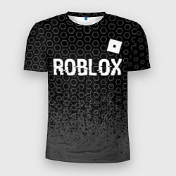 Футболка спортивная мужская Roblox glitch на темном фоне: символ сверху, цвет: 3D-принт
