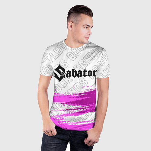 Мужская спорт-футболка Sabaton rock legends: символ сверху / 3D-принт – фото 3