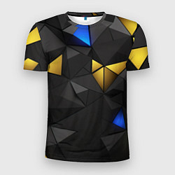 Футболка спортивная мужская Black yellow geometry, цвет: 3D-принт