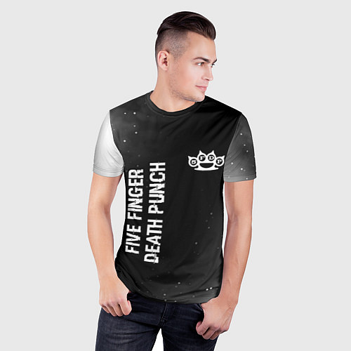Мужская спорт-футболка Five Finger Death Punch glitch на темном фоне: над / 3D-принт – фото 3