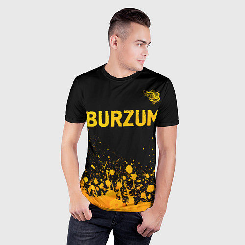 Мужская спорт-футболка Burzum - gold gradient: символ сверху / 3D-принт – фото 3