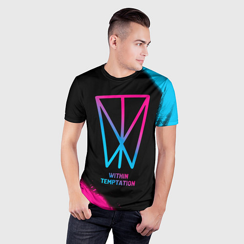 Мужская спорт-футболка Within Temptation - neon gradient / 3D-принт – фото 3