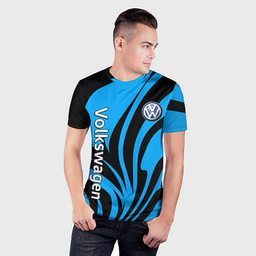 Мужская спорт-футболка Фольцваген - спокойный синий / 3D-принт – фото 3