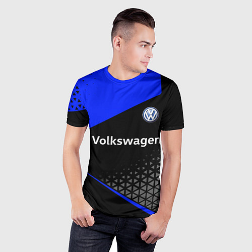 Мужская спорт-футболка Фольцваген - blue uniform / 3D-принт – фото 3