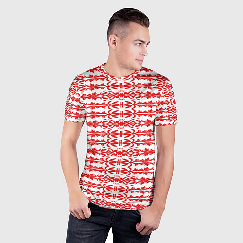 Мужская спорт-футболка Красно-белый батик / 3D-принт – фото 3
