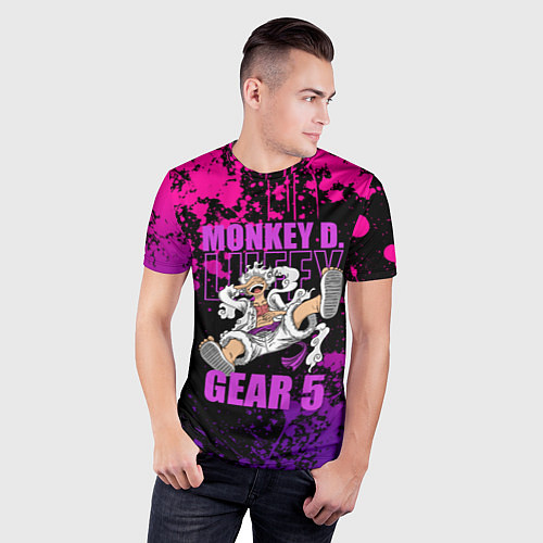 Мужская спорт-футболка One piece - пурпурный гир 5 / 3D-принт – фото 3