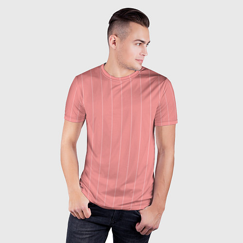 Мужская спорт-футболка Благородный розовый полосатый / 3D-принт – фото 3
