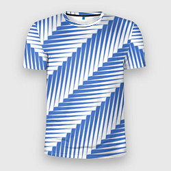 Футболка спортивная мужская Голубая белая диагональ, цвет: 3D-принт