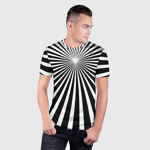 Мужская спорт-футболка Черно-белая полосатая иллюзия / 3D-принт – фото 3