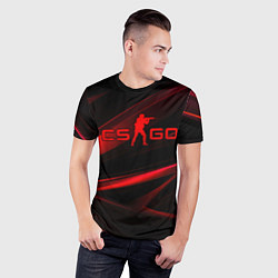 Футболка спортивная мужская CSGO red black logo, цвет: 3D-принт — фото 2