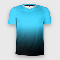 Футболка спортивная мужская Градиент чёрно-голубой, цвет: 3D-принт