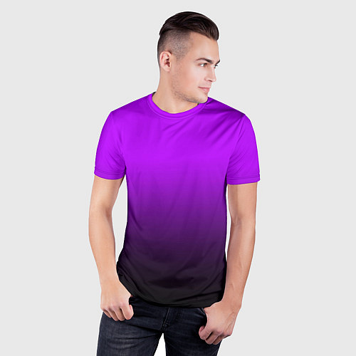 Мужская спорт-футболка Градиент фиолетово-чёрный / 3D-принт – фото 3