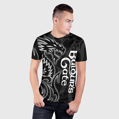 Мужская спорт-футболка Балдурс гейт 3 - черный дракон / 3D-принт – фото 3
